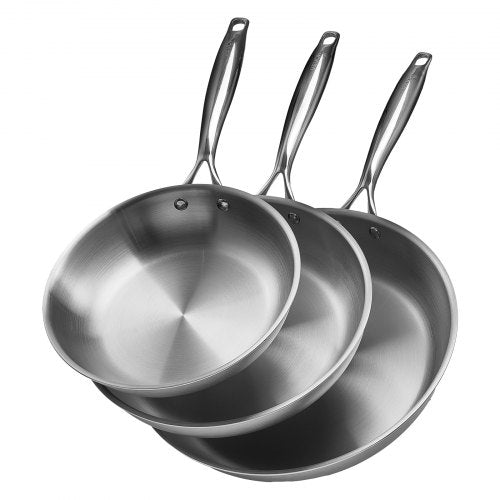 Tri-Ply Stainless Steel Frying Pan, 3 Piece (240, 280, 320 mm),