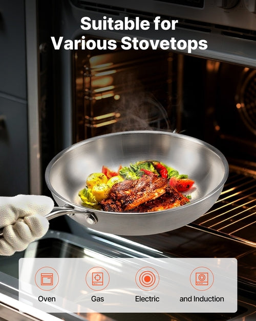 Tri-Ply Stainless Steel Frying Pan, 3 Piece (240, 280, 320 mm),
